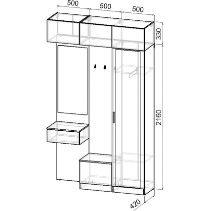 Набор мебели для прихожей "Марсель-206" МР 01-206 В2490 Ш1500 Г420 (ЛДСП Шиншилла серая) Набор мебели для прихожей "Марсель-206" МР 01-206 В2490 Ш1500 Г420 (ЛДСП Шиншилла серая)